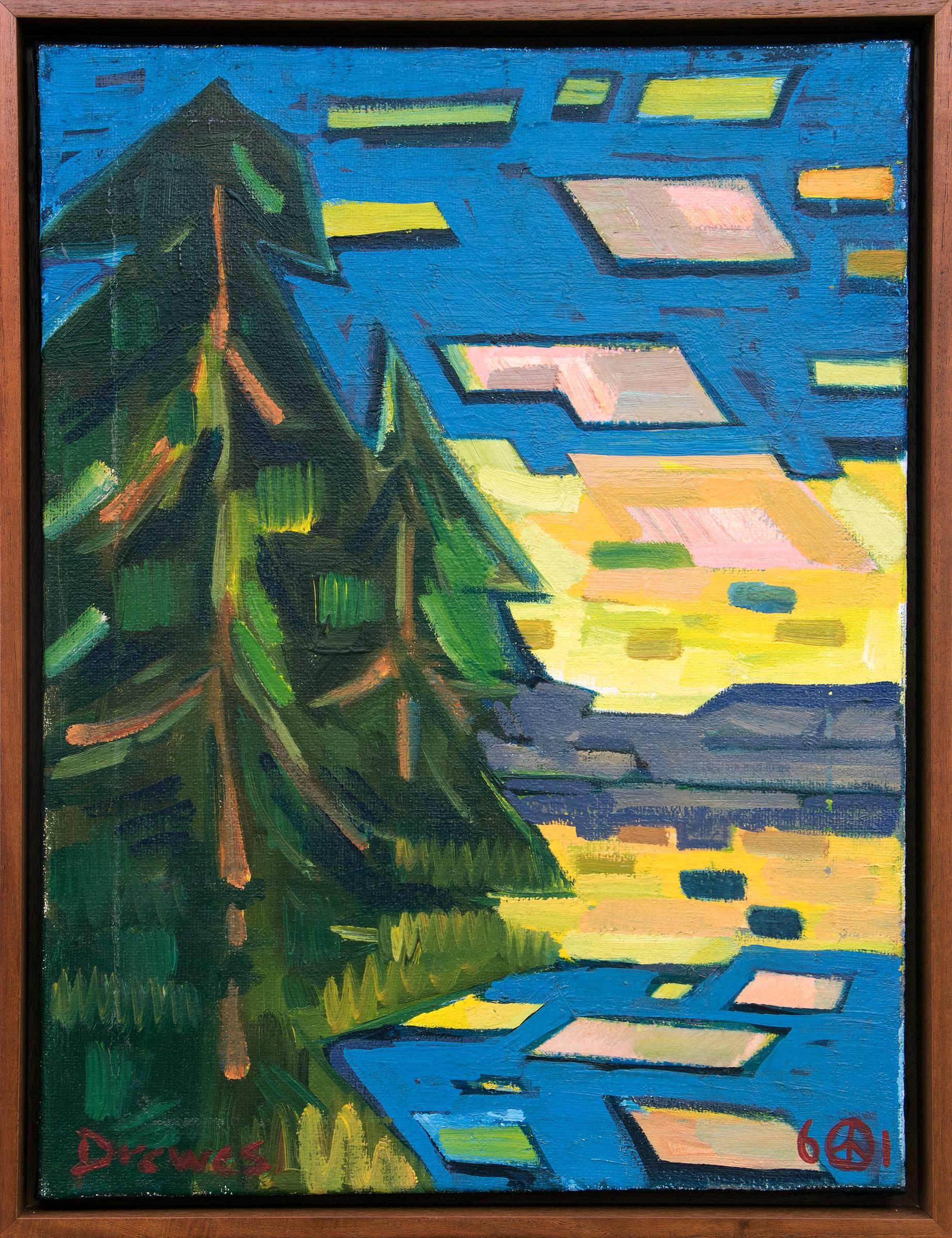 Werner Drewes Abstract Painting - Mountain Lake 