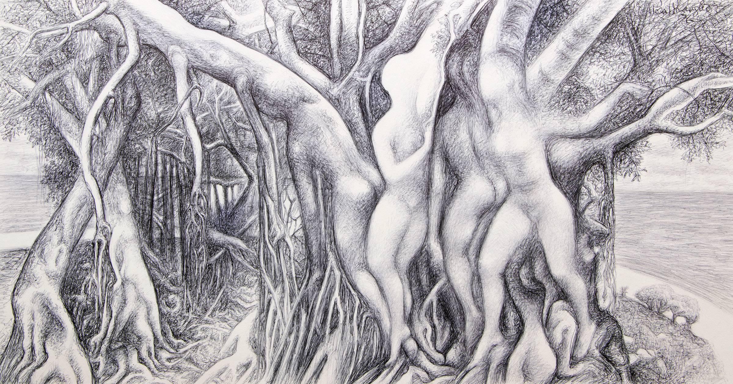 Ross Eugene Braught Figurative Art - Figure Within Trees