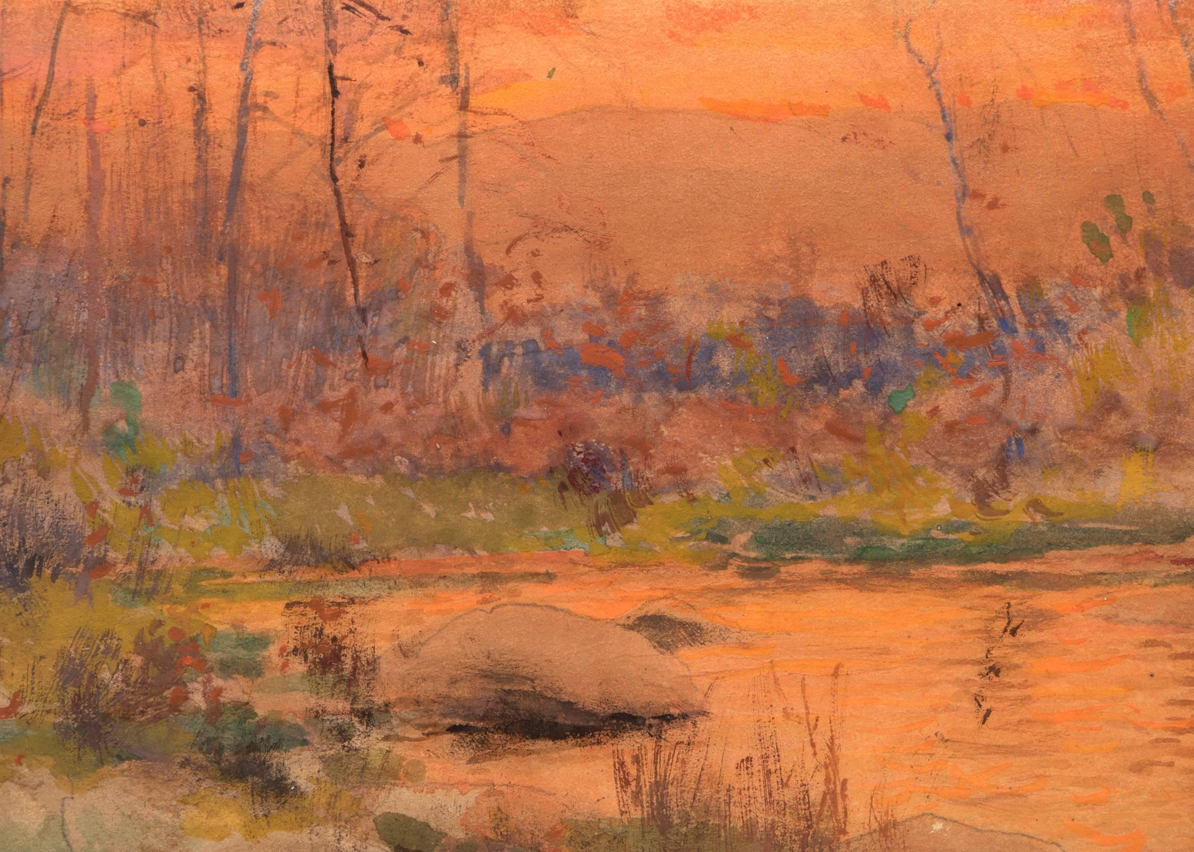 Untitled (River at Sunset, Colorado) - Hudson River School Painting by Charles Partridge Adams