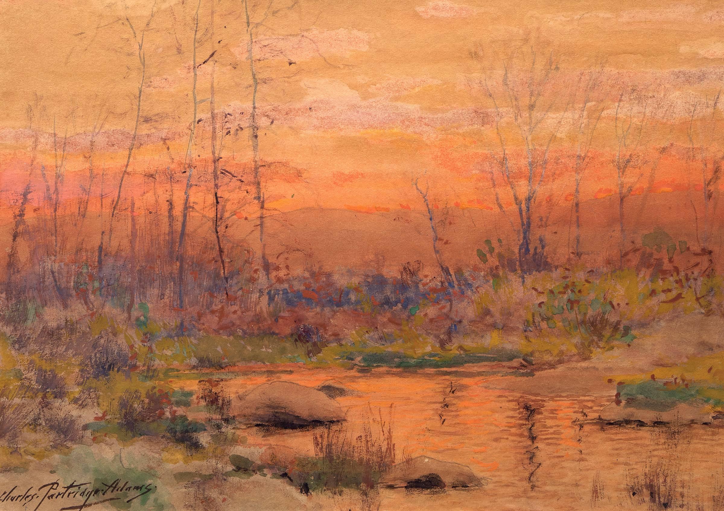 Charles Partridge Adams Landscape Painting - Untitled (River at Sunset, Colorado)