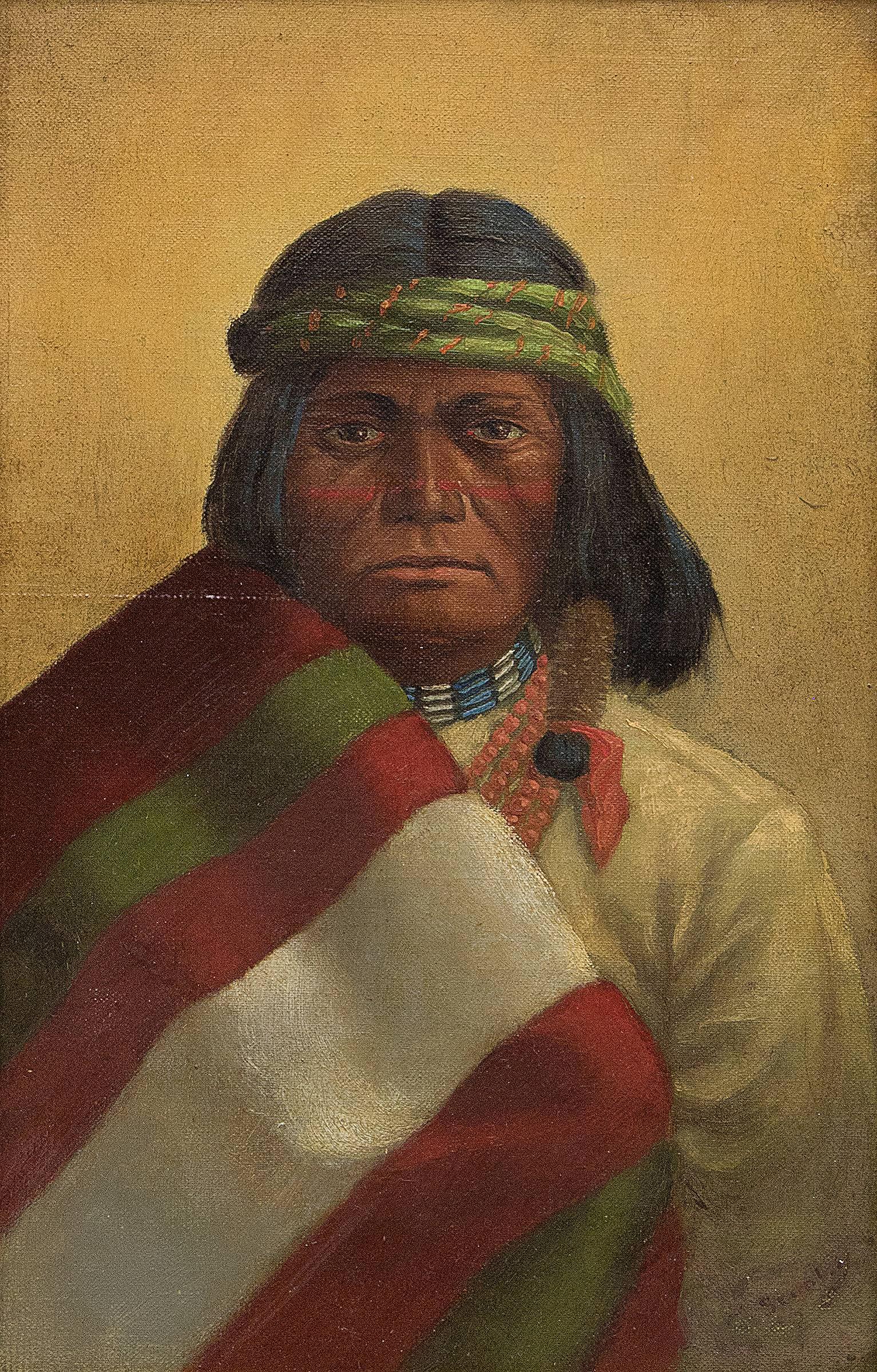 Untitled (Portrait of a Native American Man) - Painting by Unknown