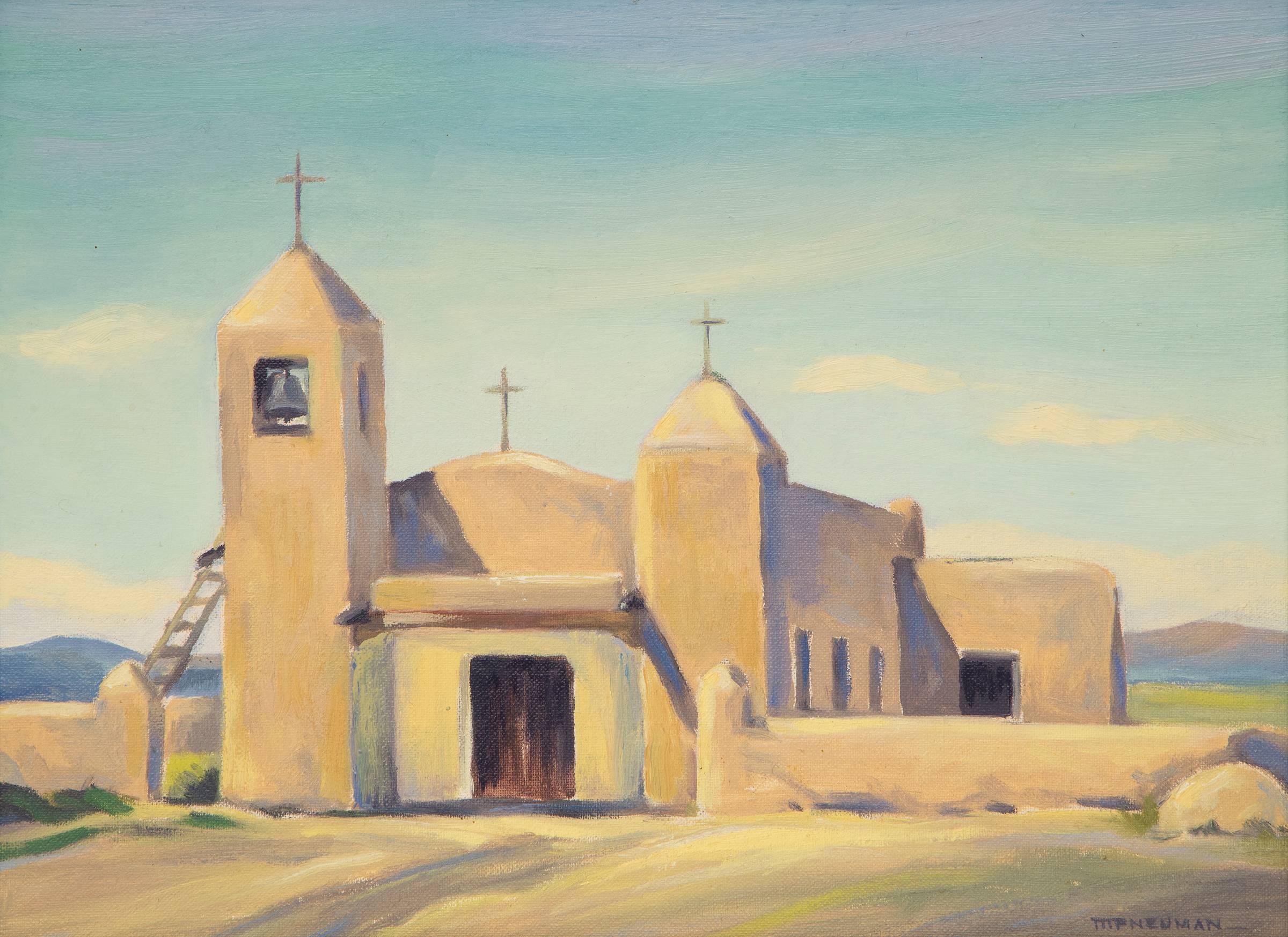Small Church, Taos (New Mexico) - Painting by Mildred Pneuman