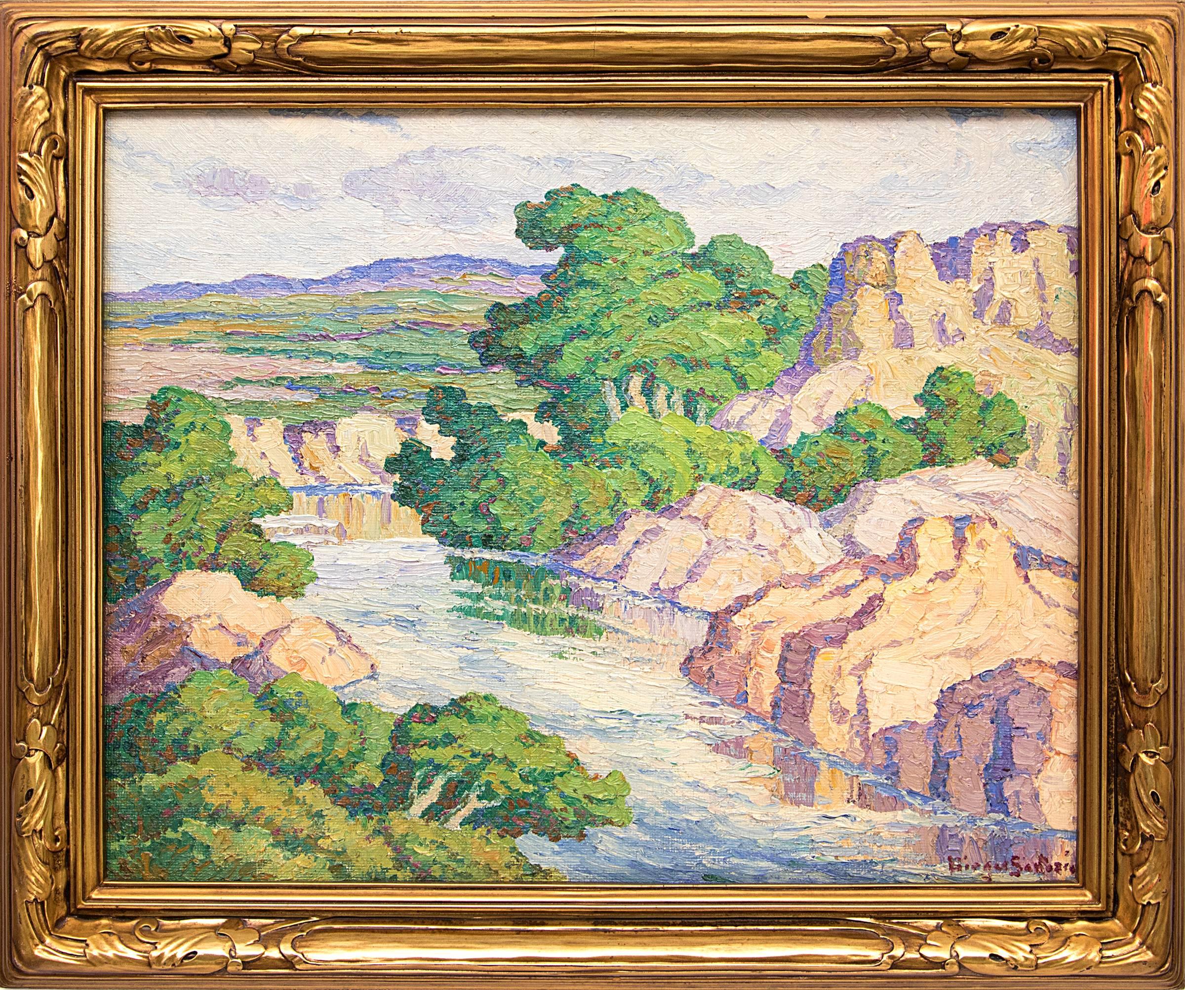 Birger Sandzen Figurative Painting - Kansas Stream (Graham County, Kansas)