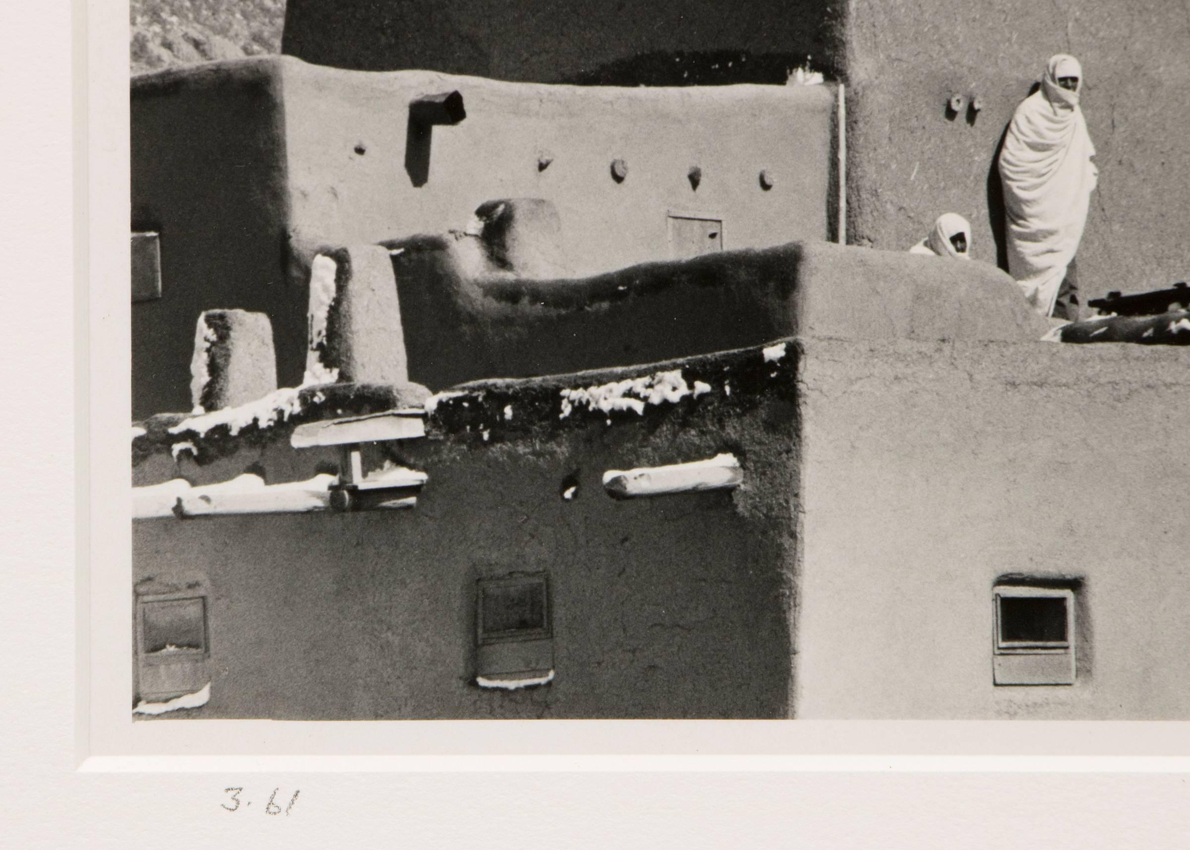 1960s Taos Pueblo, New Mexico, Black & White Landscape Photography by Myron Wood For Sale 1