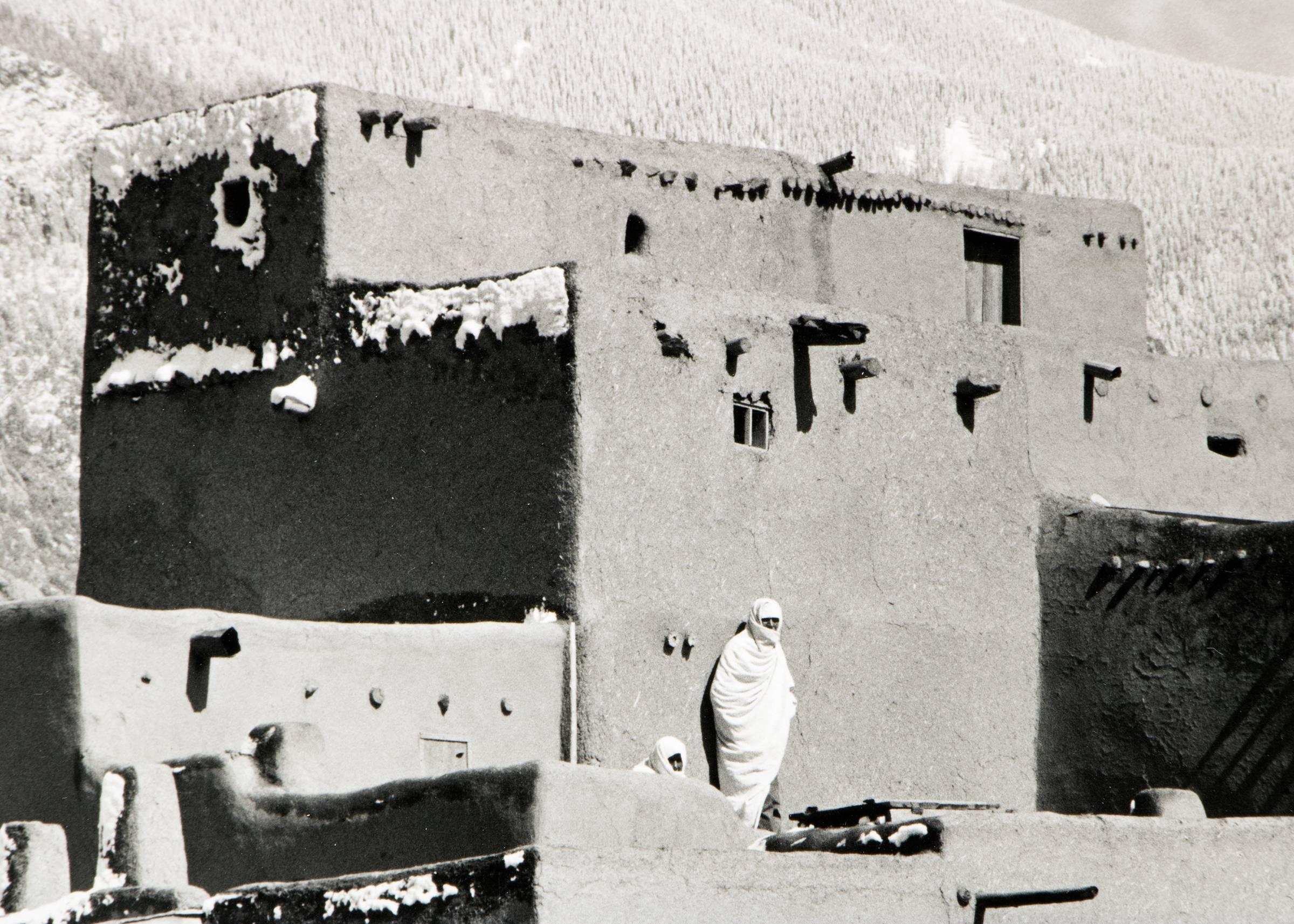 Taos Pueblo, New Mexico, 1960s Black and White Landscape Photography Myron Wood For Sale 2