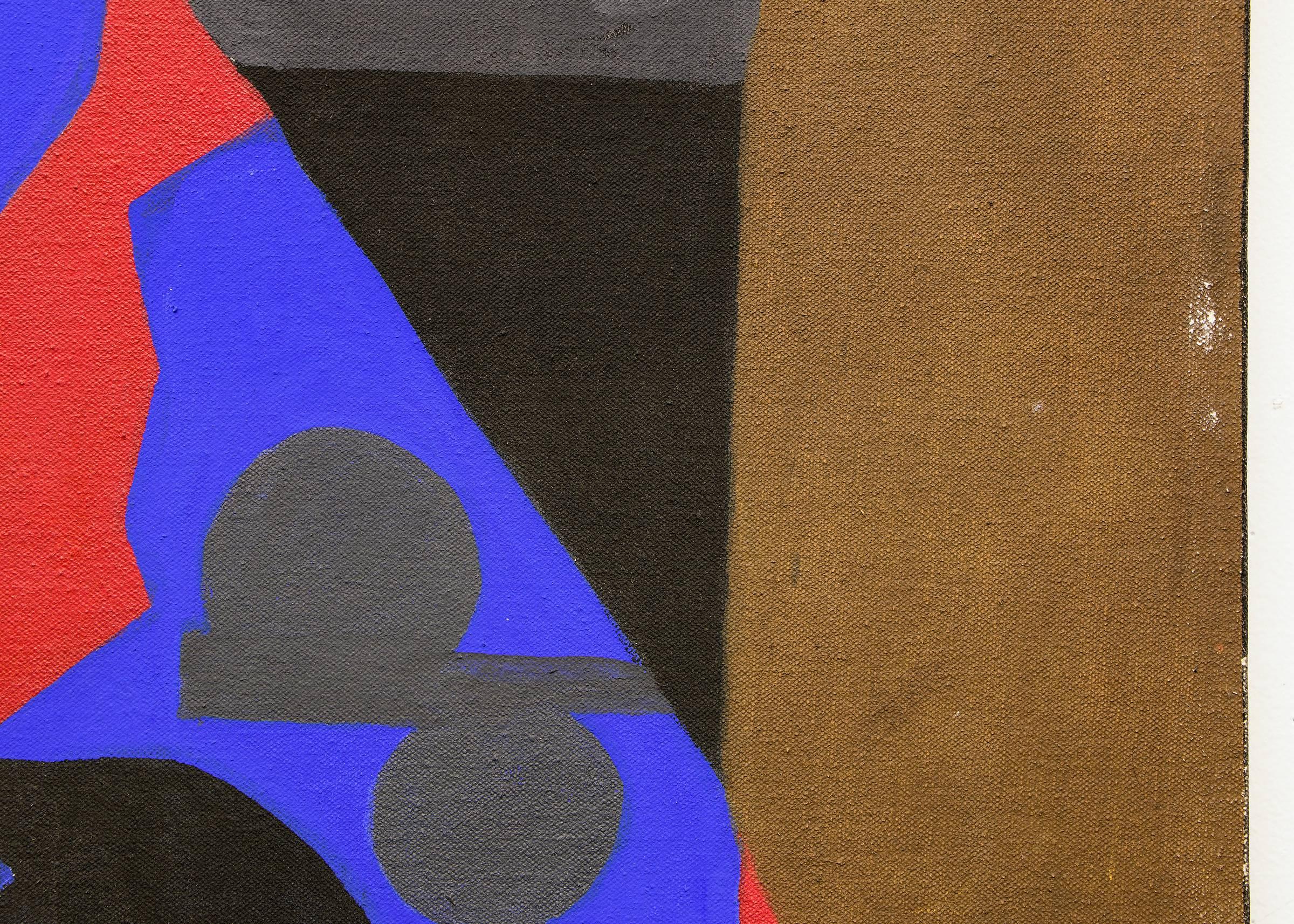 Media Man, 1970s Abstract Acrylic and Canvas Collage by Margo Hoff, Red Purple 4