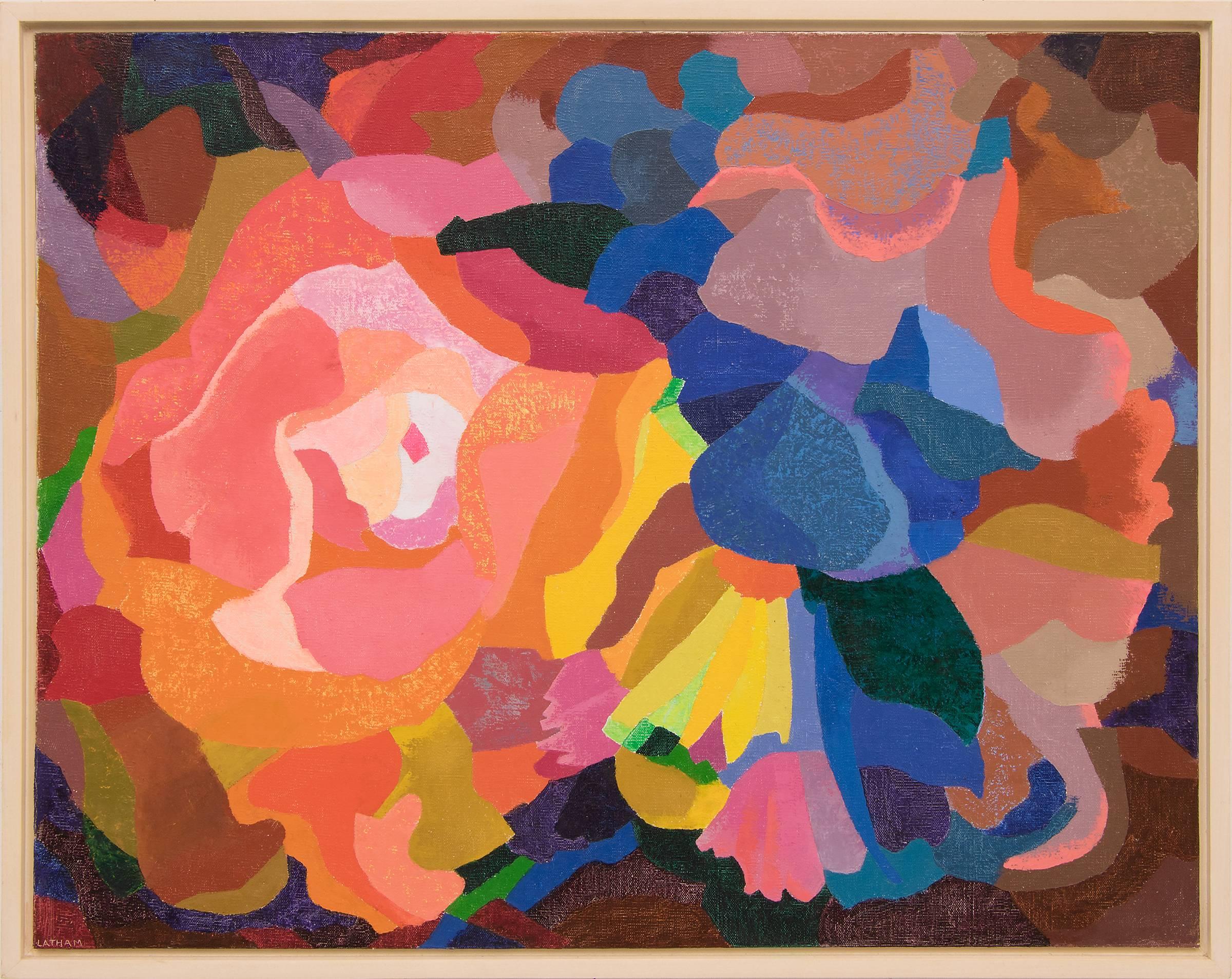 Bouquet (Abstract Composition in Coral, Pink, Orange, Yellow, Blue and Green)