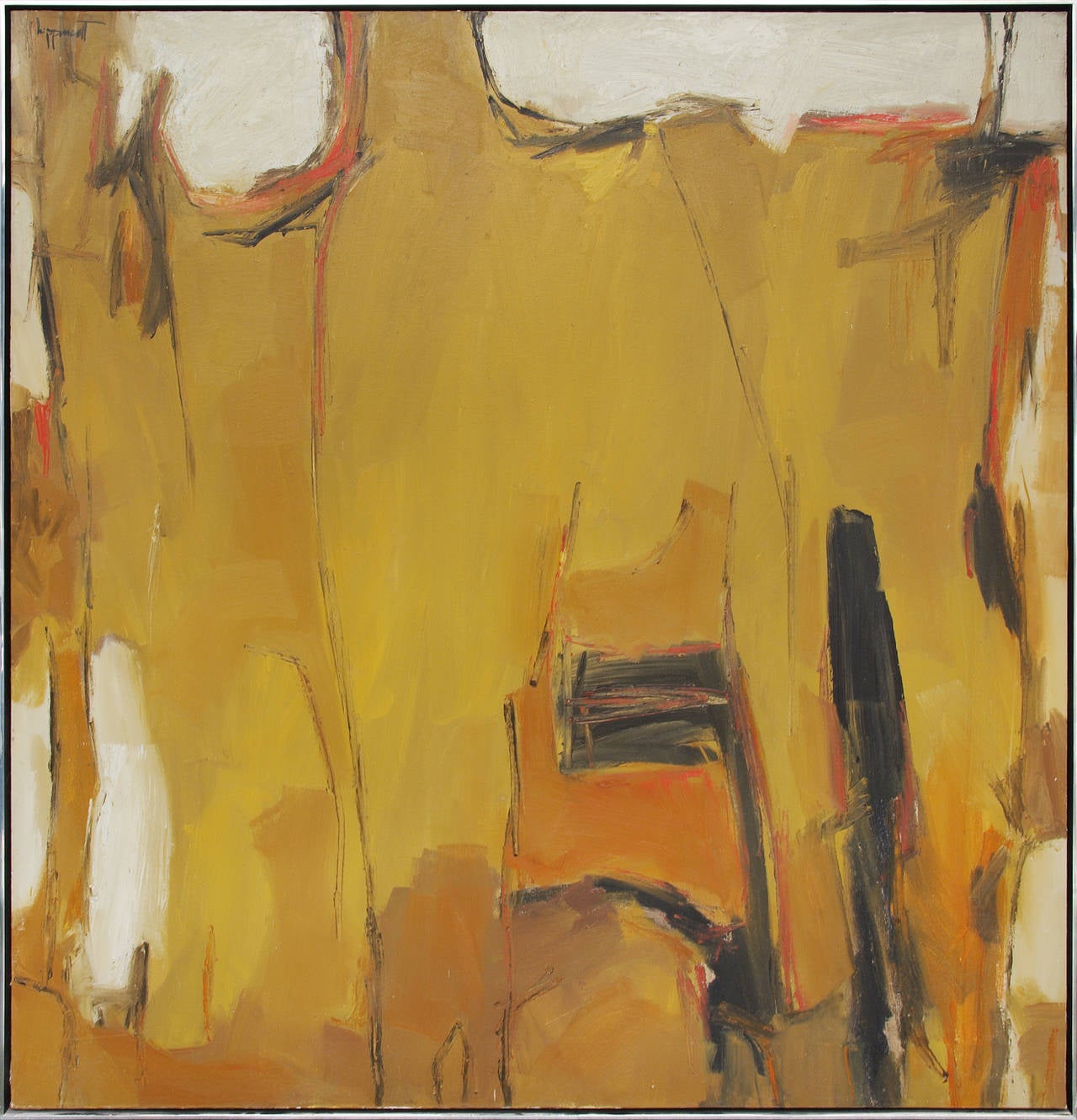 Untitled (Composition in Yellow) - Abstract Painting by Janet Lippincott