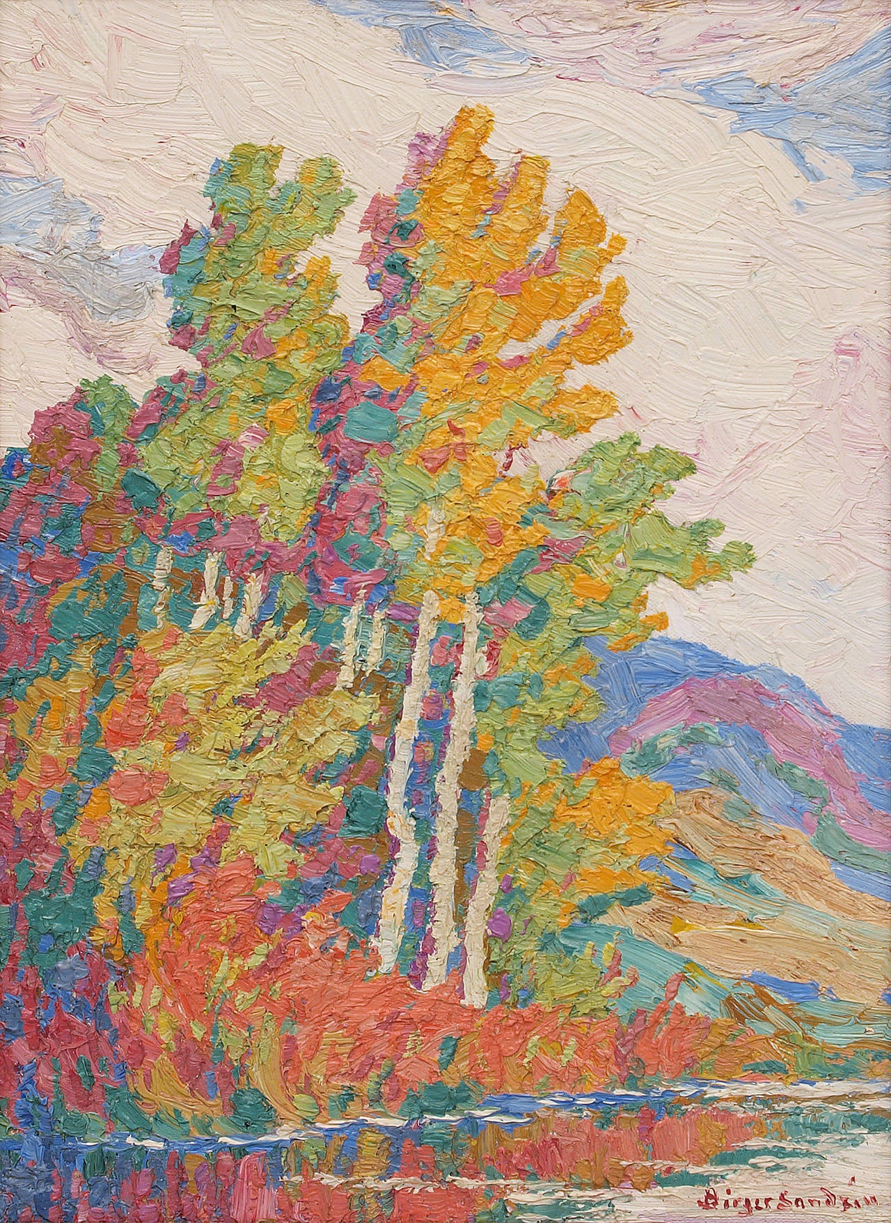 Sven Birger Sandzen Landscape Painting - Aspens, Logan Canyon, Utah