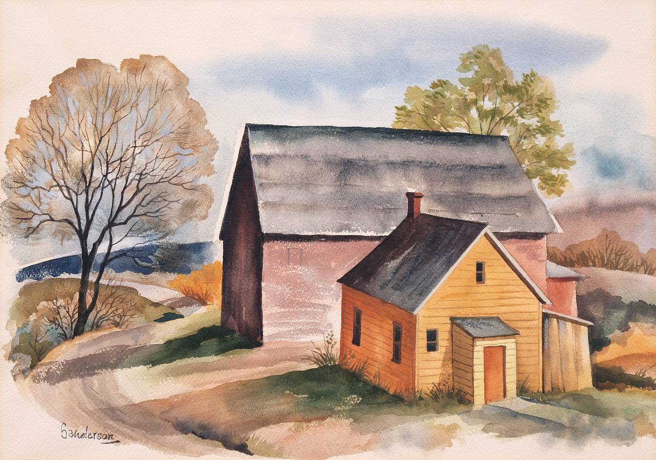 Untitled (Colorado Homestead) - Painting by William Sanderson