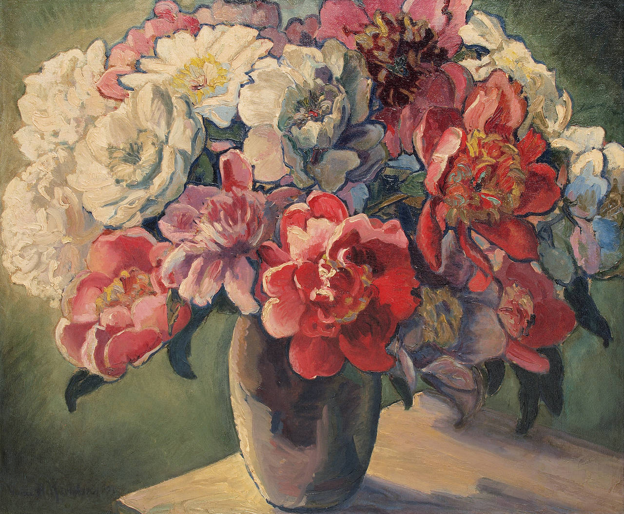 Peonies (Still Life with Flowers) - Painting by Vance Kirkland
