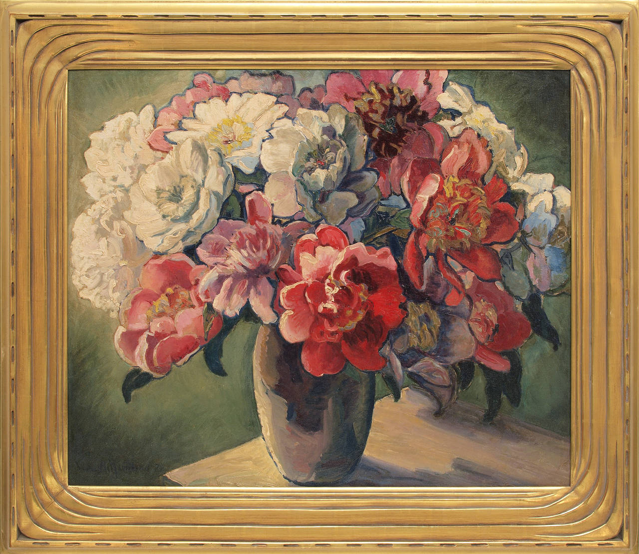 Vance Kirkland Figurative Painting - Peonies (Still Life with Flowers)