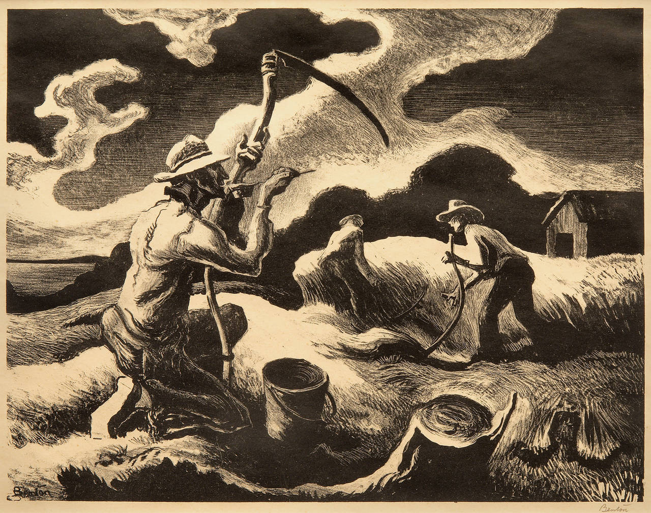 Thomas Hart Benton Figurative Print - Island Hay