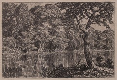 Birger Sandzén: Flussmotiv, seltene Auflage von 50 Exemplaren, Lithografie einer westlichen Landschaft
