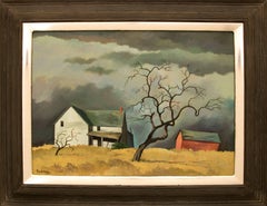 Roter Barn und Baum ( surrealistische/moderne Landschaft von Colorado)