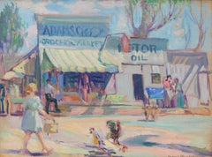 Lloyd Moylan: «Escena callejera en Adams Crossing, Colorado Springs, década de 1930» (pintura al óleo)