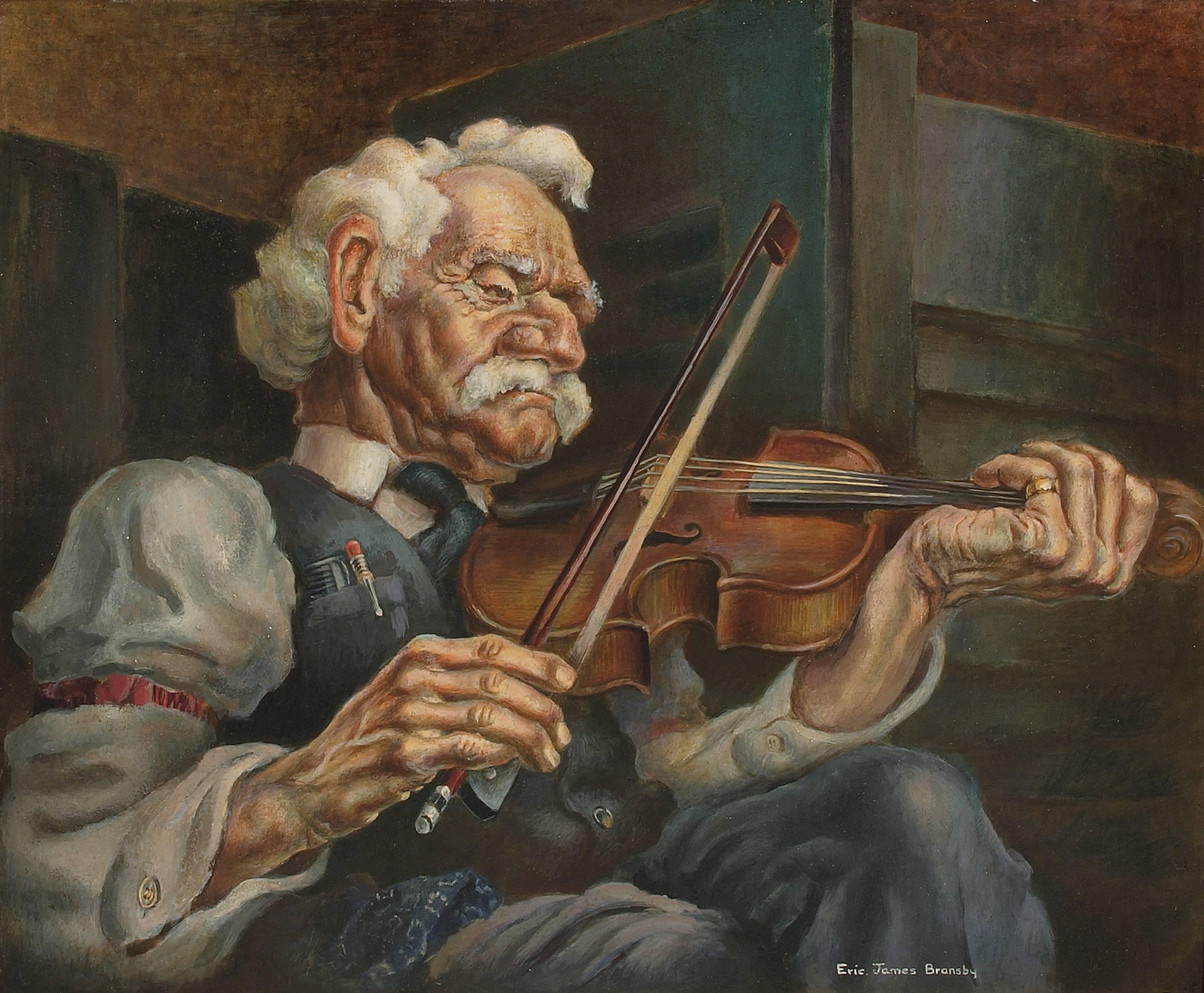 The Old Fiddler (Old Chris) - Painting by Eric Bransby