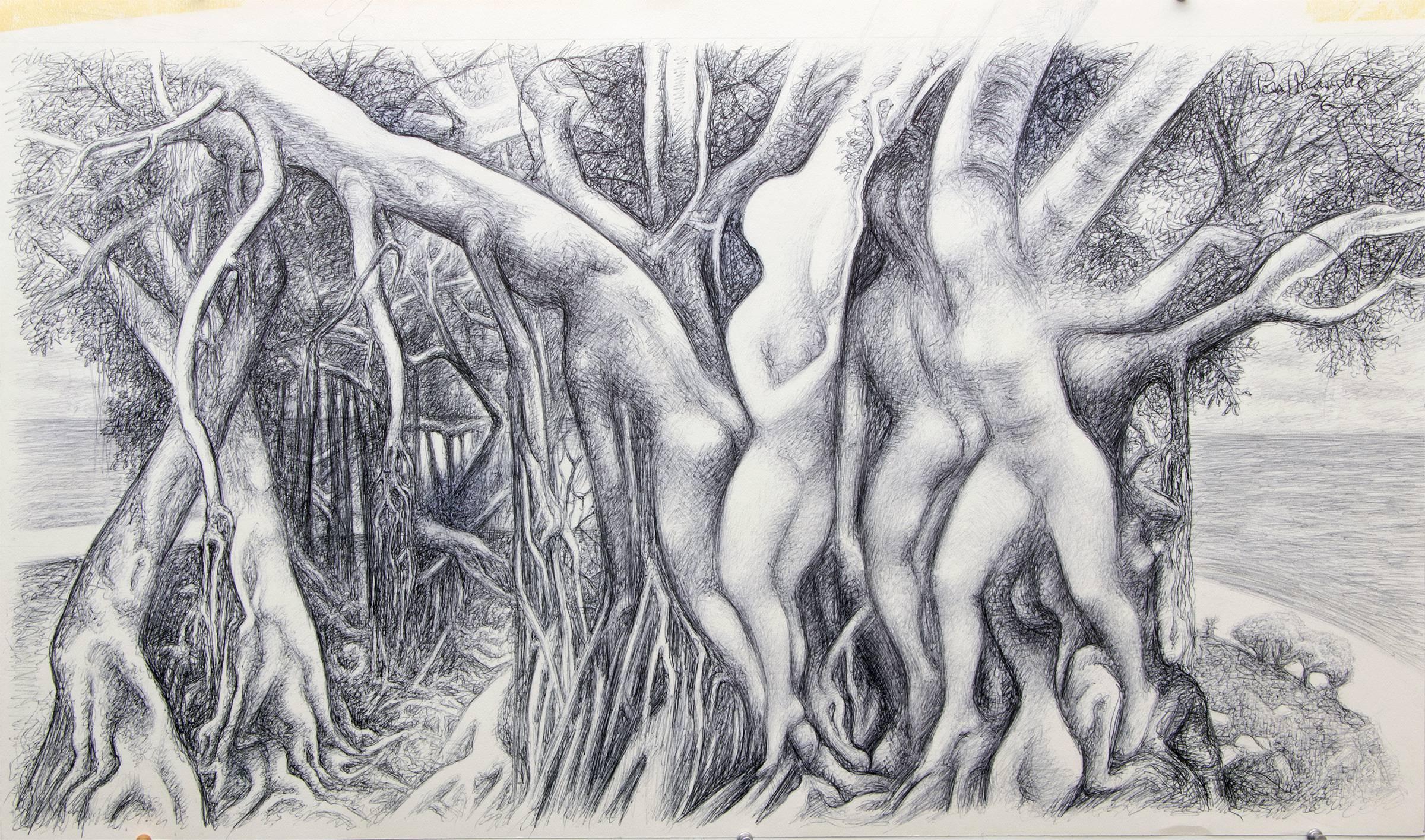 Figure Within Trees - Art by Ross Eugene Braught