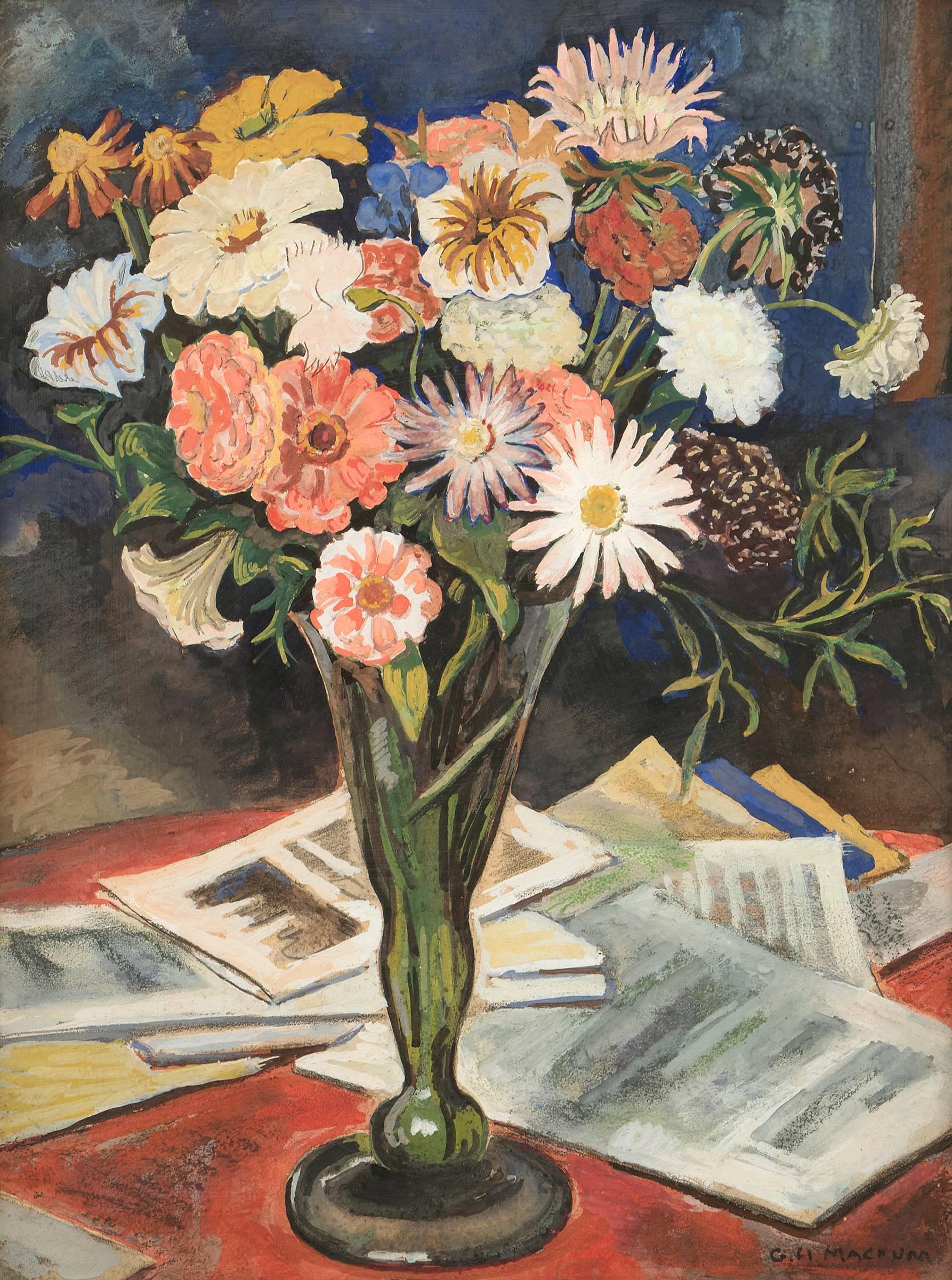 Blumenstillleben mit Blumenmotiv (Amerikanische Moderne), Painting, von George Herbert Macrum