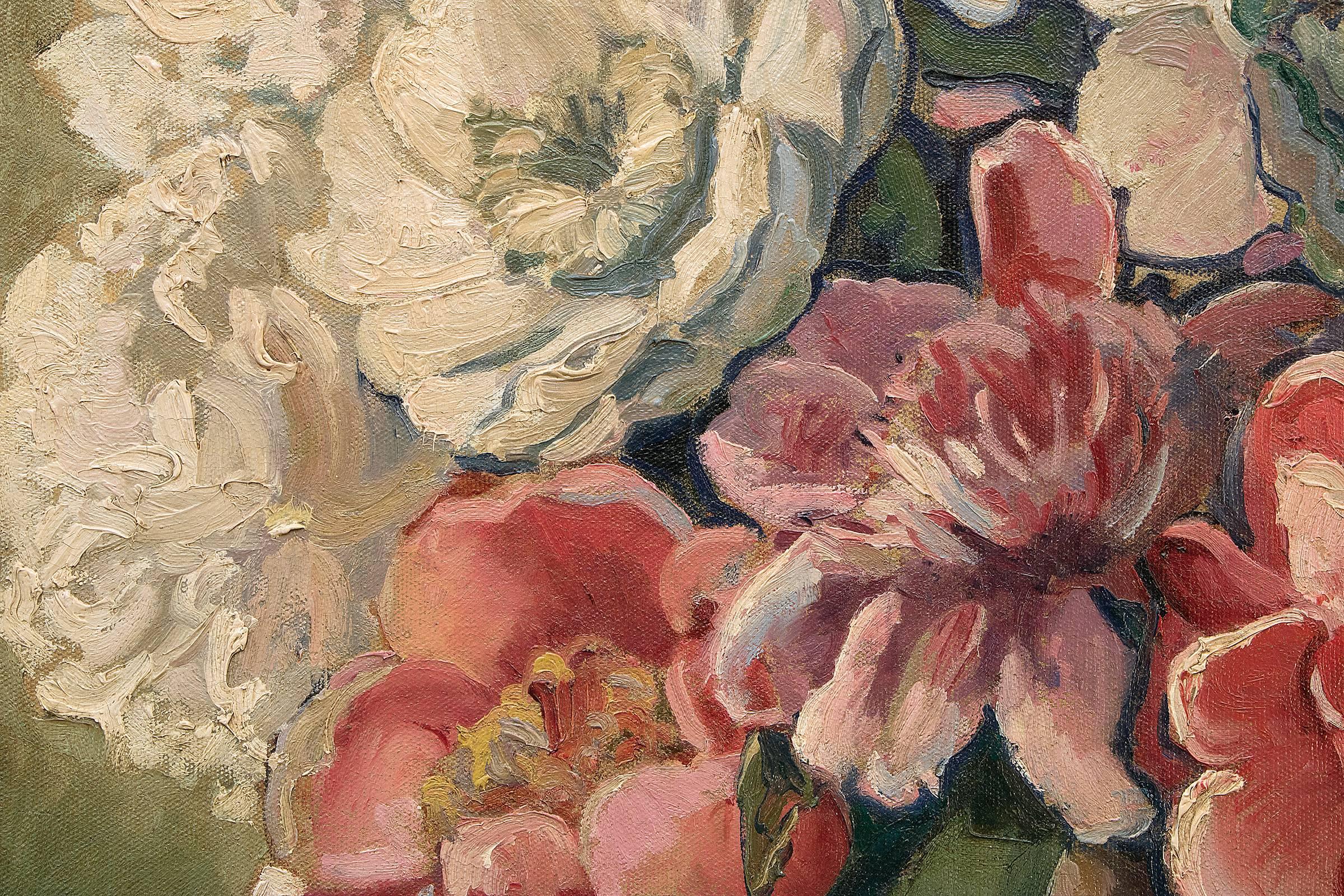 Peonies (Still Life with Flowers) - American Modern Painting by Vance Kirkland