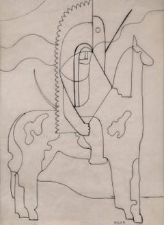 Hilaire Hiler “Pinto” 1933 Modernist Ink Drawing Native American