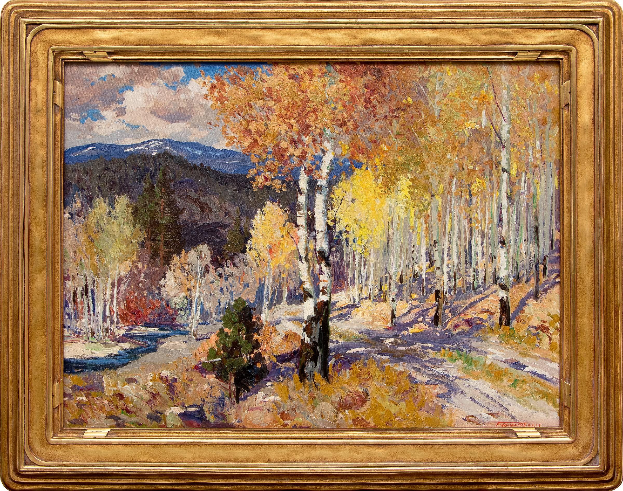Autumn Aspen - Santa Fe Canyon (New Mexico) - Painting by Fremont Ellis