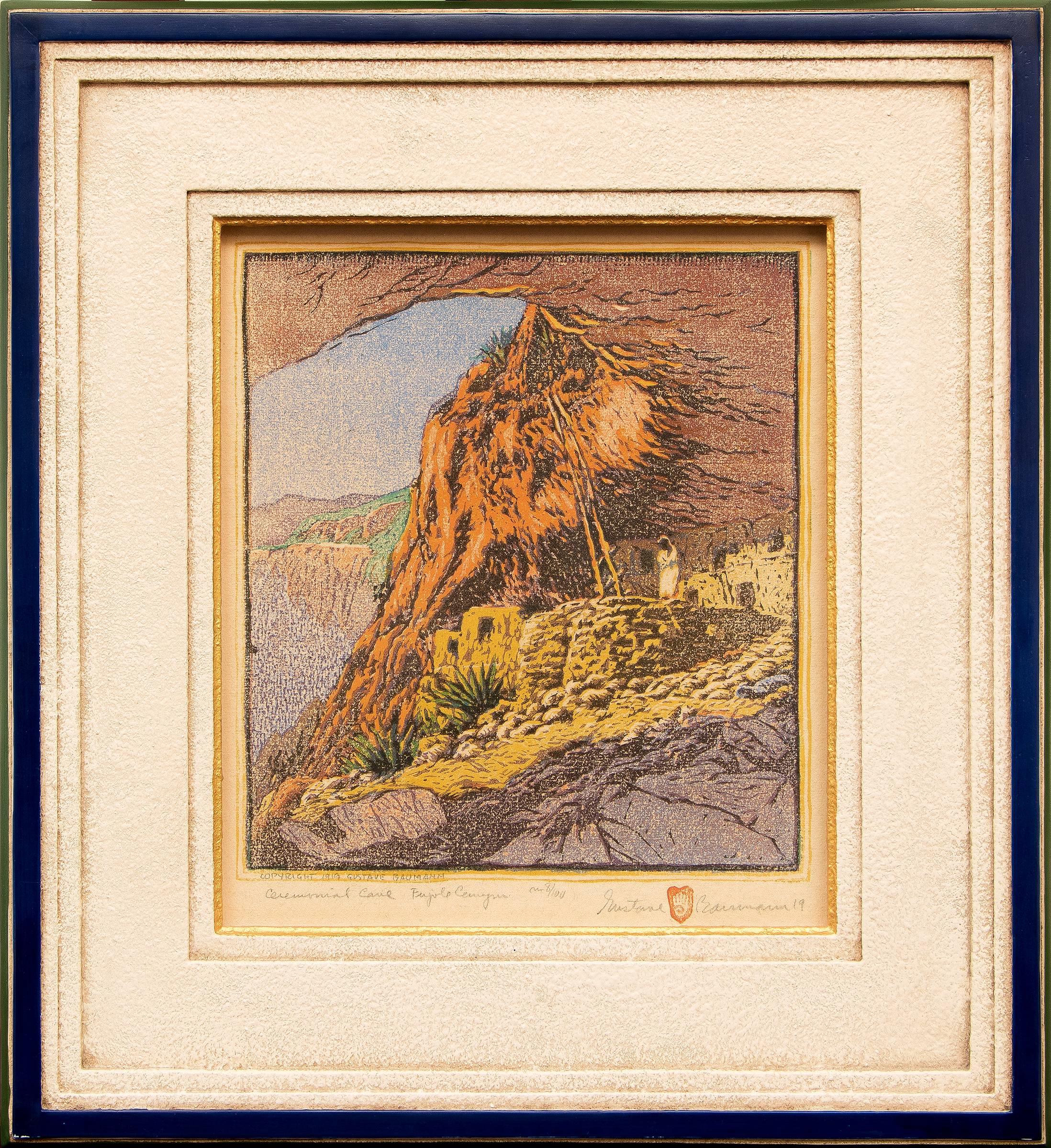 Ceremonial Cave at Frijoles Canyon (New Mexico) - Art by Gustave Baumann