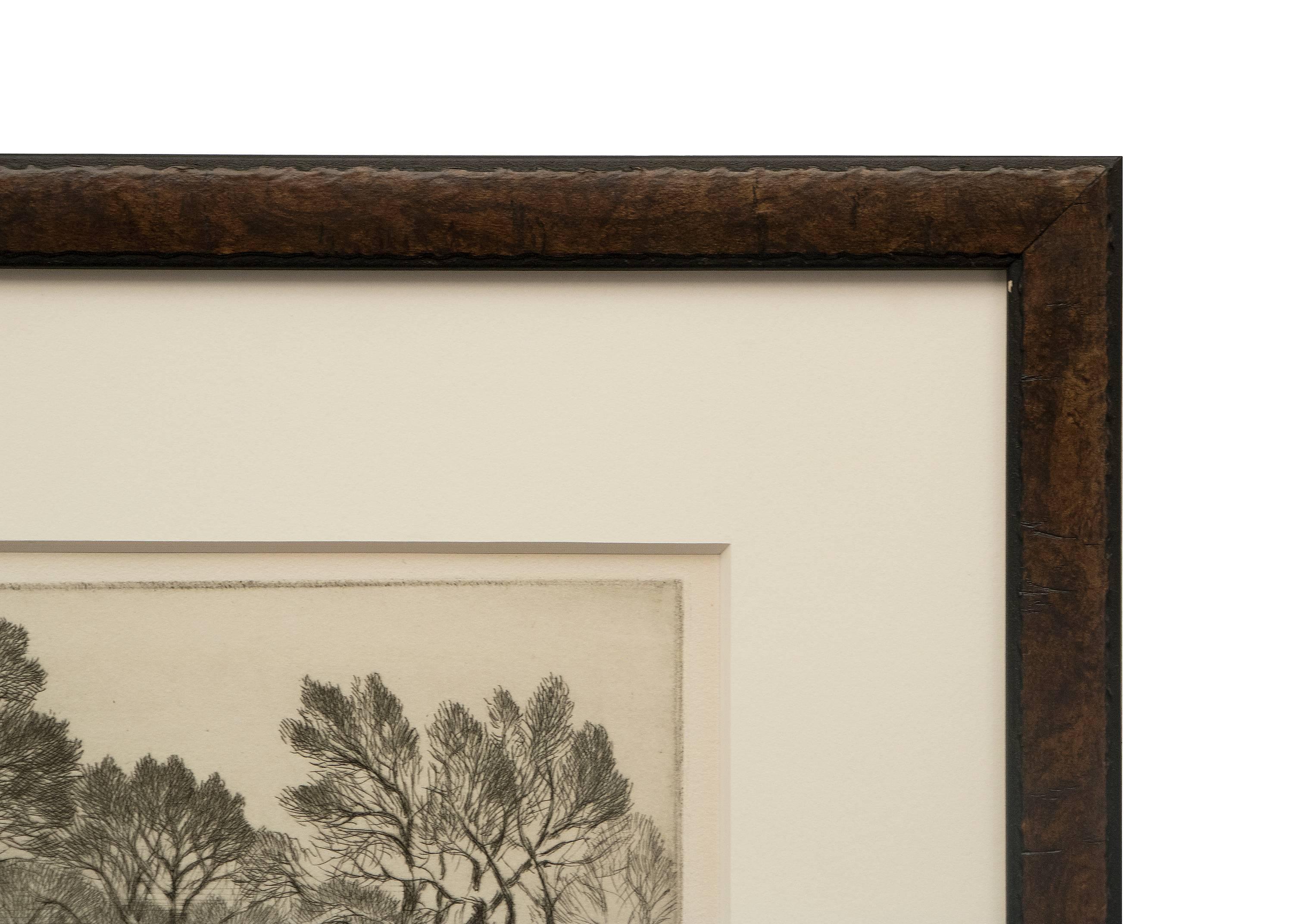 Pencil signed and titled in lower margin.  Presented in a custom frame with all archival materials and museum glass, outer dimensions measure 15 ¾ x 18 ½ x 1 ¼ inches.  Image size is 8 x 11 ½ inches.
Gene (Alice Geneva) Kloss is considered one of