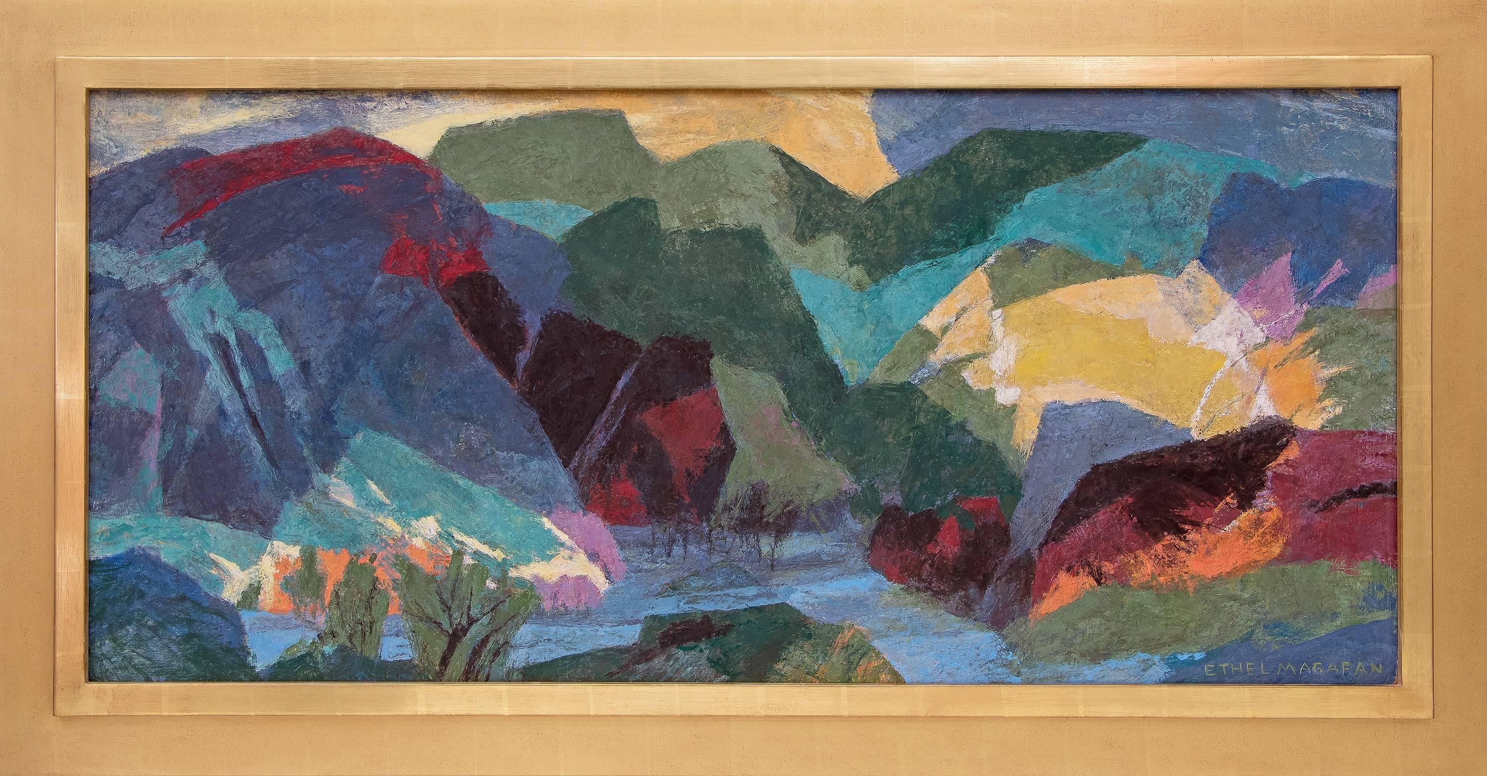 River at Evening (Colorado) - Painting by Ethel Magafan