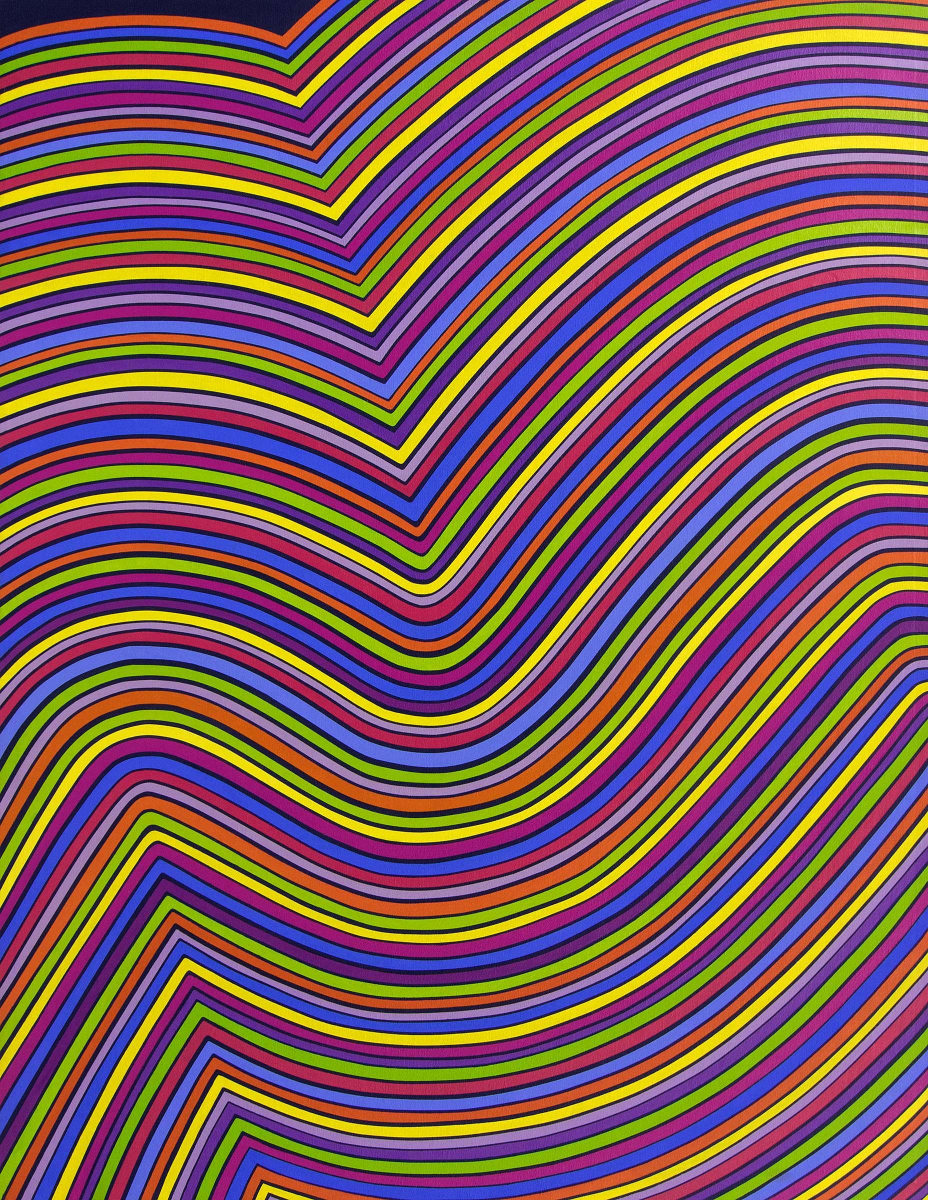 Stripes in Motion - Op Art Painting by Edward Goldman