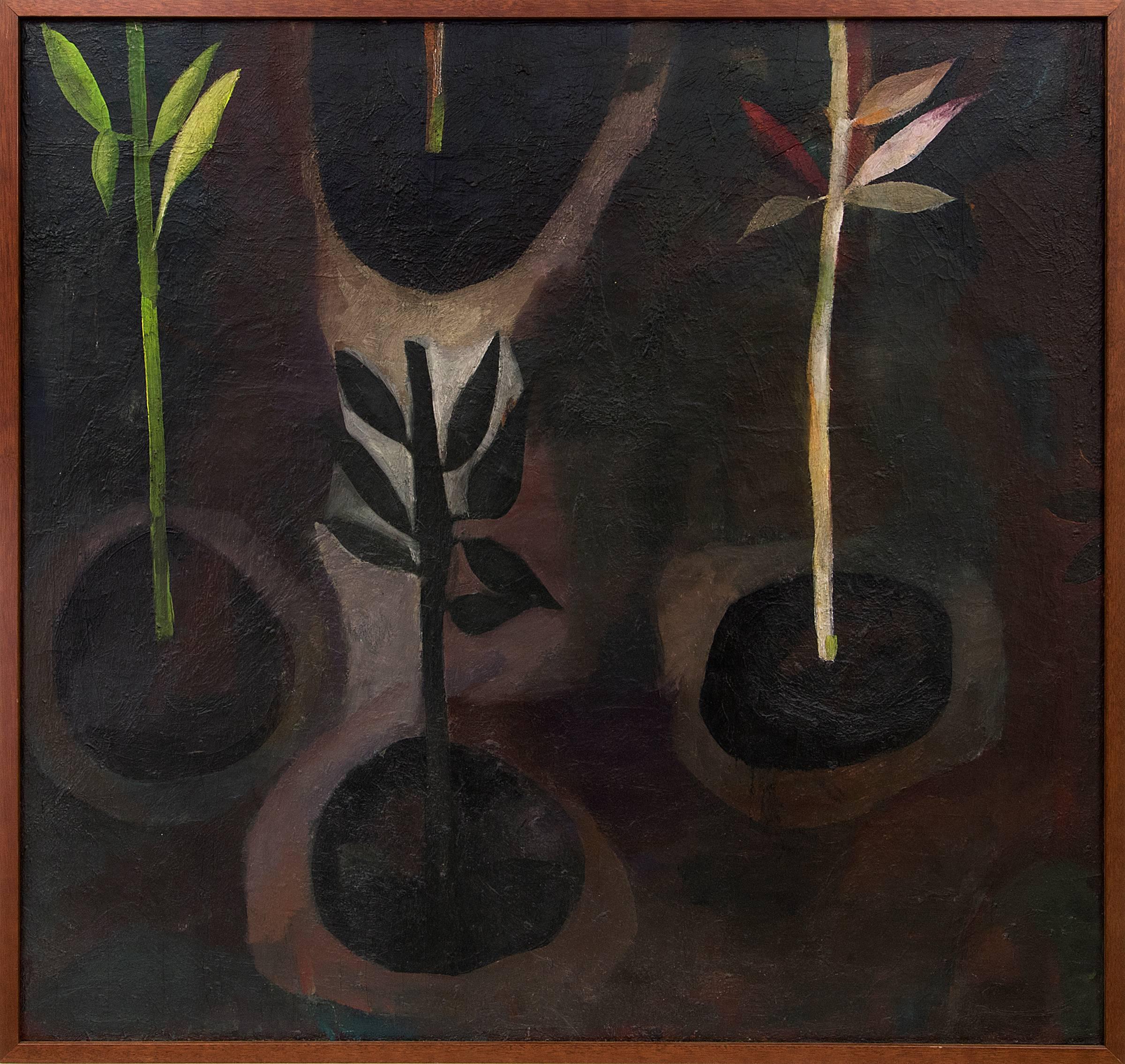 Polia Pillin Still-Life Painting - Earth (Modernist Still Life Painting with Potted Plants)