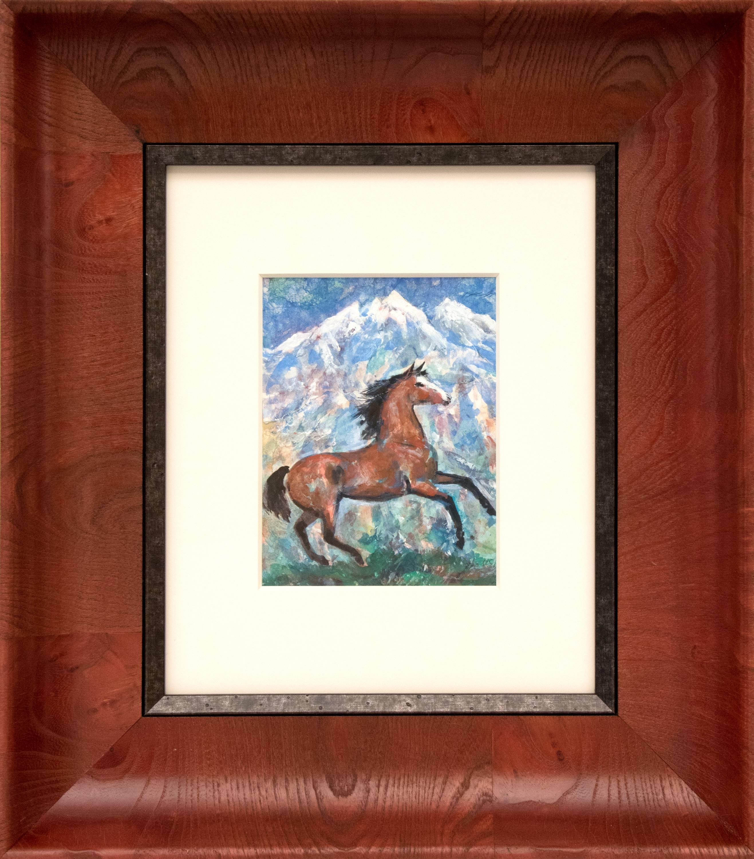 Ila Mae McAfee Landscape Painting - Untitled (Horse and Mountain)
