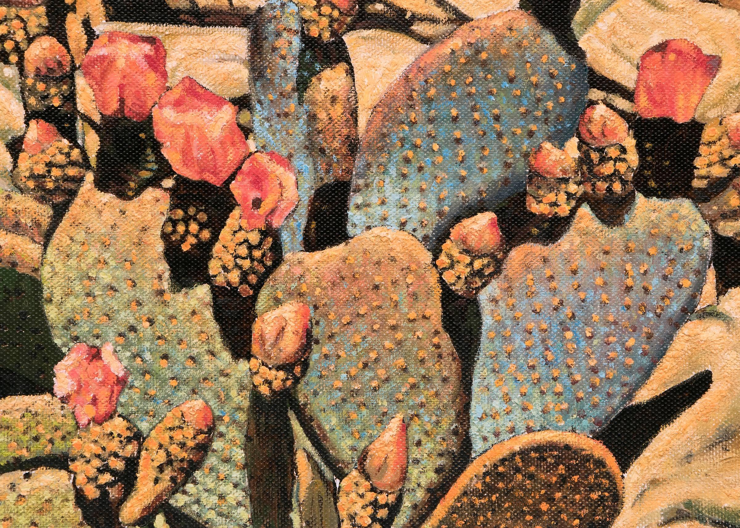 Flowering Cactus - American Modern Painting by Frank J. Gavencky