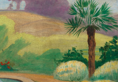 "Ragazzina vicino allo specchio d'acqua", francese, olio su tela, 1914 circa