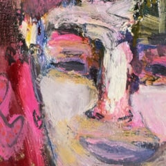 Ritratto di un collezionista, olio su tela contemporaneo, incorniciato 20,75 x 18