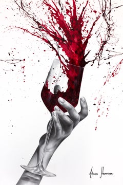 «Fin de semana de vino tinto», impresión giclée decorada a mano, edición limitada