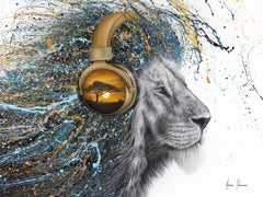 Horizon Harmony Lion, stampa giclée decorata a mano, edizione limitata