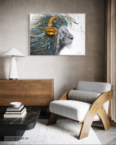 Horizon Harmony Lion, stampa giclée decorata a mano, edizione limitata