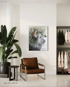 Lunar Lion, Hand Embellished Giclée Print, Limited Edition