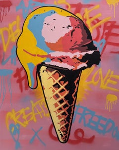 « Trop de saveurs » : peinture acrylique contemporaine sur toile, 60 x 48 pouces