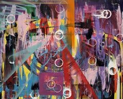 Controlled Chaos Acrylic Painting on Canvas, Signed, 2010s, Unique
