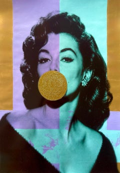 Vintage Glam Acrylic on Handmade Paper with Glitter, 2010s, 16.5x11.75 in