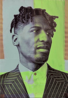 Jon Batiste Acrylic on Pearlescent Paper, 2026, 11.75x8.25 in