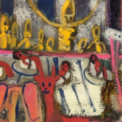 Last Supper, Contemporary Figurative Oil Painting on Canvas, Framed