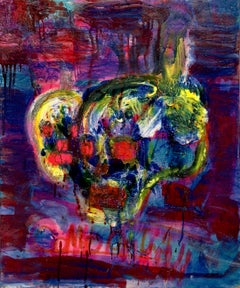 Super Skull 2, Contemporary Oil Painting on Canvas, Framed 39.25"