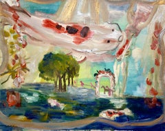 „Dreamy Heaven“, abstraktes Ölgemälde auf Leinwand, gerahmt, 28,75 x 35,75