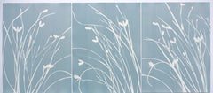 Silver Gray Iris Triptych (3 botanical cyanotypes, 24 x 18" each)