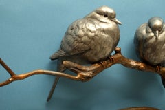 Morning Melody, scultura in bronzo raffigurante una tortora americana, stile realistico, edizione 7/35