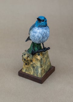 Buttercup, scultura dell’uccello azzurro delle Montagne di Bronzo, stile realistico, edizione 19/35