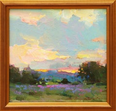 Tramonto in Idaho, dipinto a olio in stile impressionista, firmato, XXI secolo, incorniciato